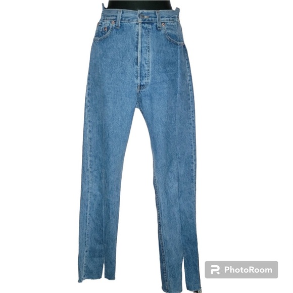 EB Denim Split Hem OG Jeans Womens size 26 High Rise Straight Leg Blue Denim - Picture 5 of 8